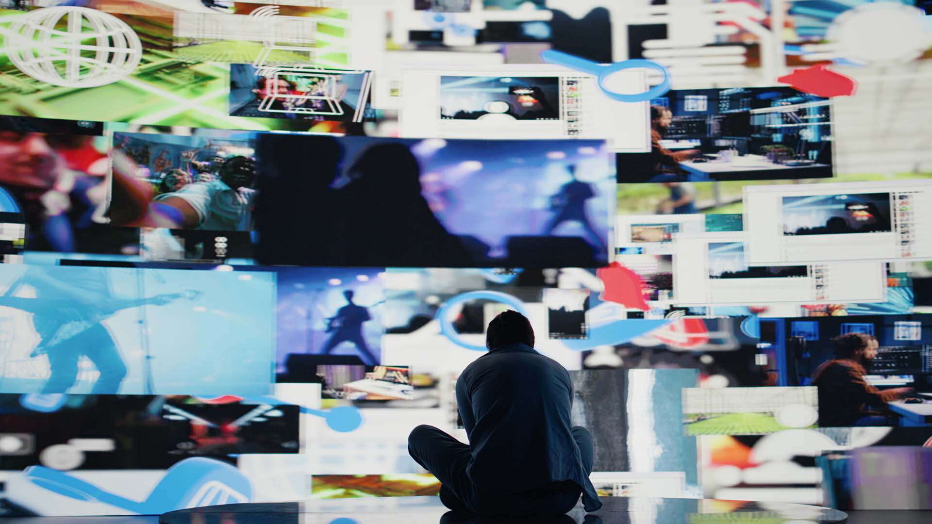 collage av bilder som signaliserer fare og uro