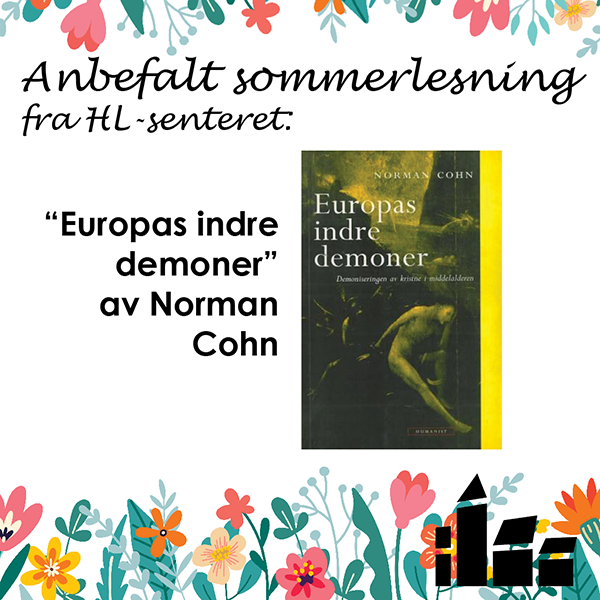Illustrasjon med bokas forside, tittel og forfatter, samt sommerblomster