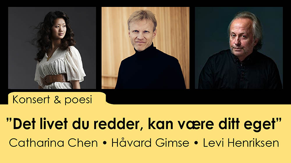 Illustrasjon med portrettfoto av en ung kvinne og to menn, samt tittelen på arrangementet