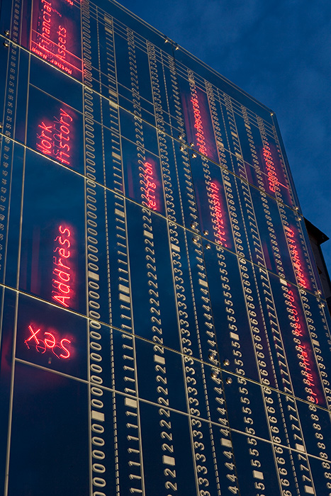 Wall with lightening text in red and yellow
